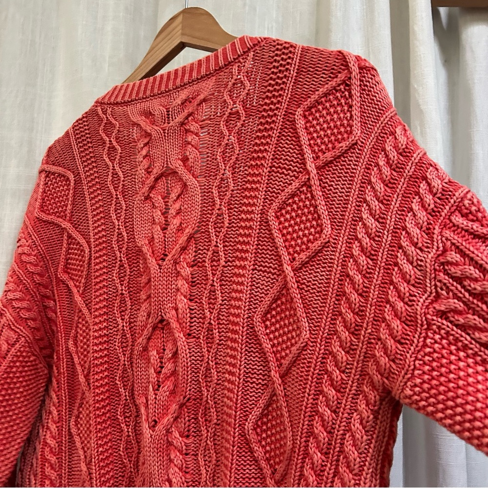 Anthropologie PILCRO JONI CABLE-KNIT SWEATER Coral size small - Picture 13 of 15